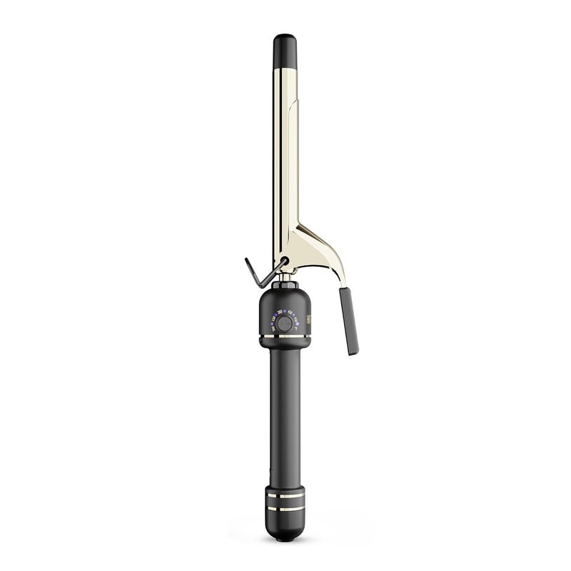 Hot Tools مكواة تجعيد 24K ذهبية احترافية ببرميل ممتد 3/4" مع مشبك لتجعيد محدد - تقنية الذهب 24K لنتائج تدوم طويلاً وبرميل أطول لتسهيل التصفيف - Image 1